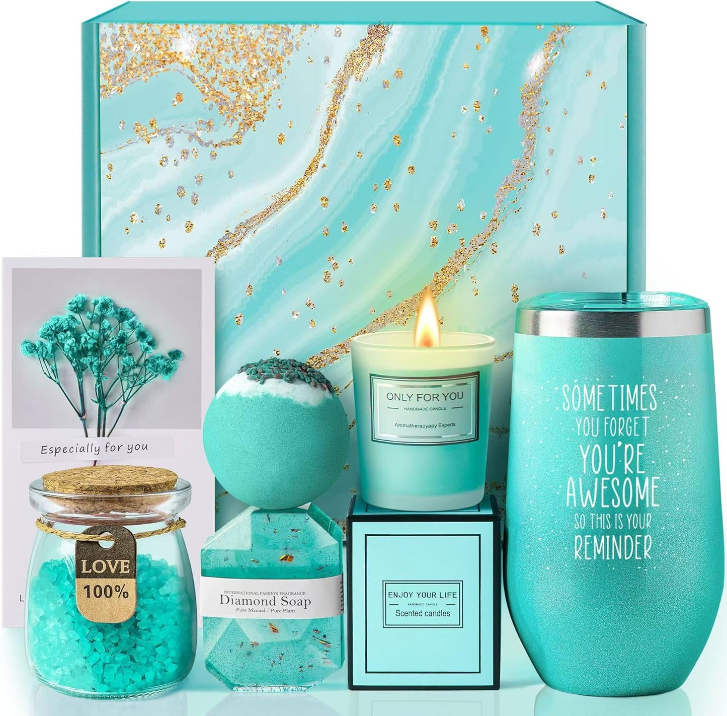 Gifts for Mom, Women, Wife, Girlfriend, Sister, Best Friend, Her - Unique Mothers Day, Birthday, Valentines, Christmas Gifts - Gardenia Inspirational Self Care Spa Gift Basket Set, Thank You Gifts